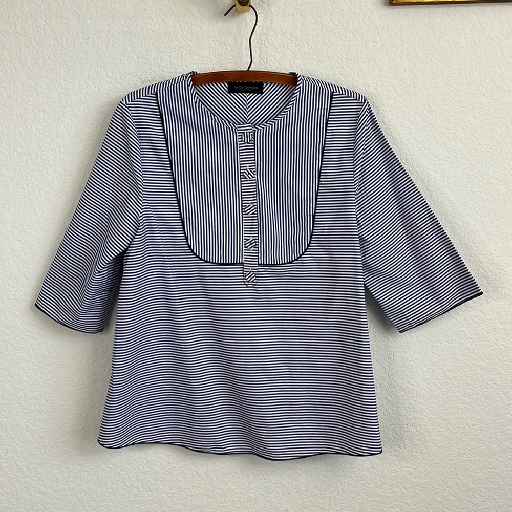 Piazza Sempione Blue and White Pinstripe Blouse